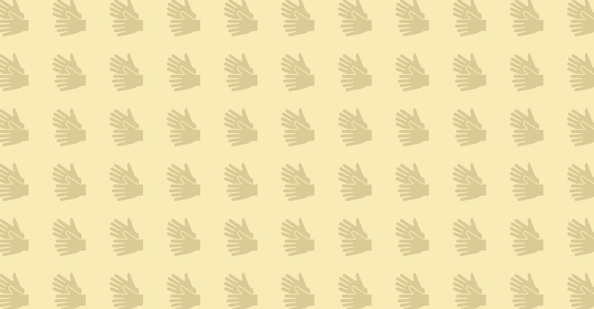 Två illustrerade händer som utgör symbolen för teckenspråk