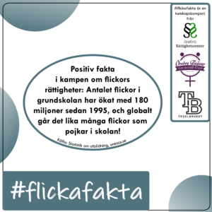 Positiv fakta i kampen om flickors rättigheter: Antalet flickor i grundskolan har ökat med 180 miljoner sedan 1995, och globalt går det lika många flickor som pojkar i skolan!